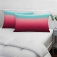 thumbnail image 4 of Teal Pimk Ombre Throw Pillow Cover, Pillowcase Protectors with Zipper, Breathable Decorative Lumbar Pillow Case Cover, Modern Geometric Striped Abstract Art Pillow Shams for Couch Sofa 16x24Inch, 4 of 8
