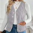 thumbnail image 7 of Trushirts Women's Warm Quilted Vest - 100% Polyester, Gray, Size L, V-Neck, Diamond Quilted, Button Closure with Pockets, Easy Layering for Cool Days/Casual/Office, 7 of 7