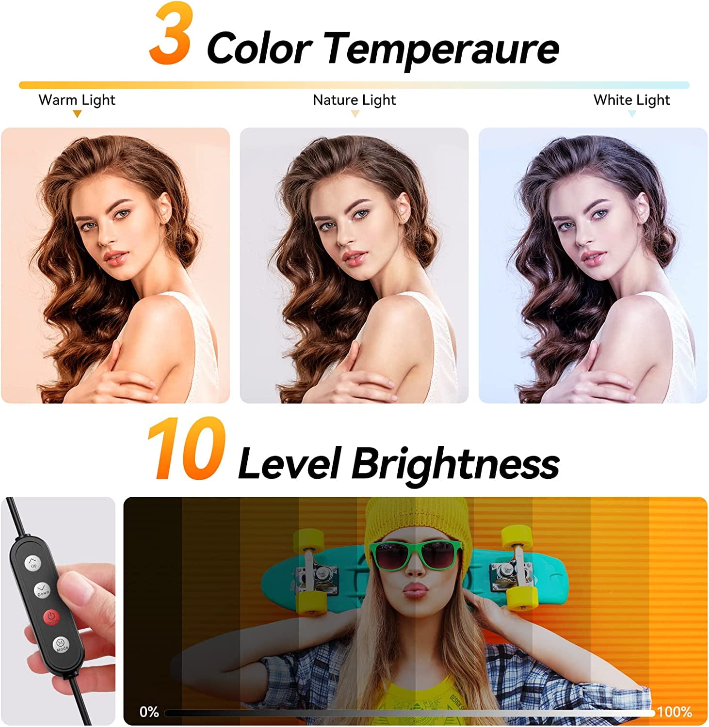 12" Ring Light with 63" extendable Tripod Stand, Selfie RingLight with Phone Holder and Selfie Remote, 2-in-1 Dimmable LED Ring Light for Makeup, Live Stream, Photography