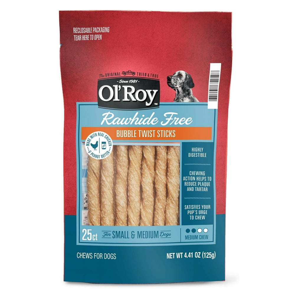 Ol' Roy Rawhide Free Bubble Twist Sticks for Small and Medium Size Dogs