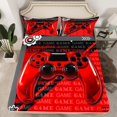 thumbnail image 2 of Homewish Red Black Console Twin Sheet Sets,Gamer Gaming Twin Fitted Sheet,3D Cartoon Gamepad Flat Sheet For Adults,Luxury Bedroom Decor,3pcs, 2 of 7