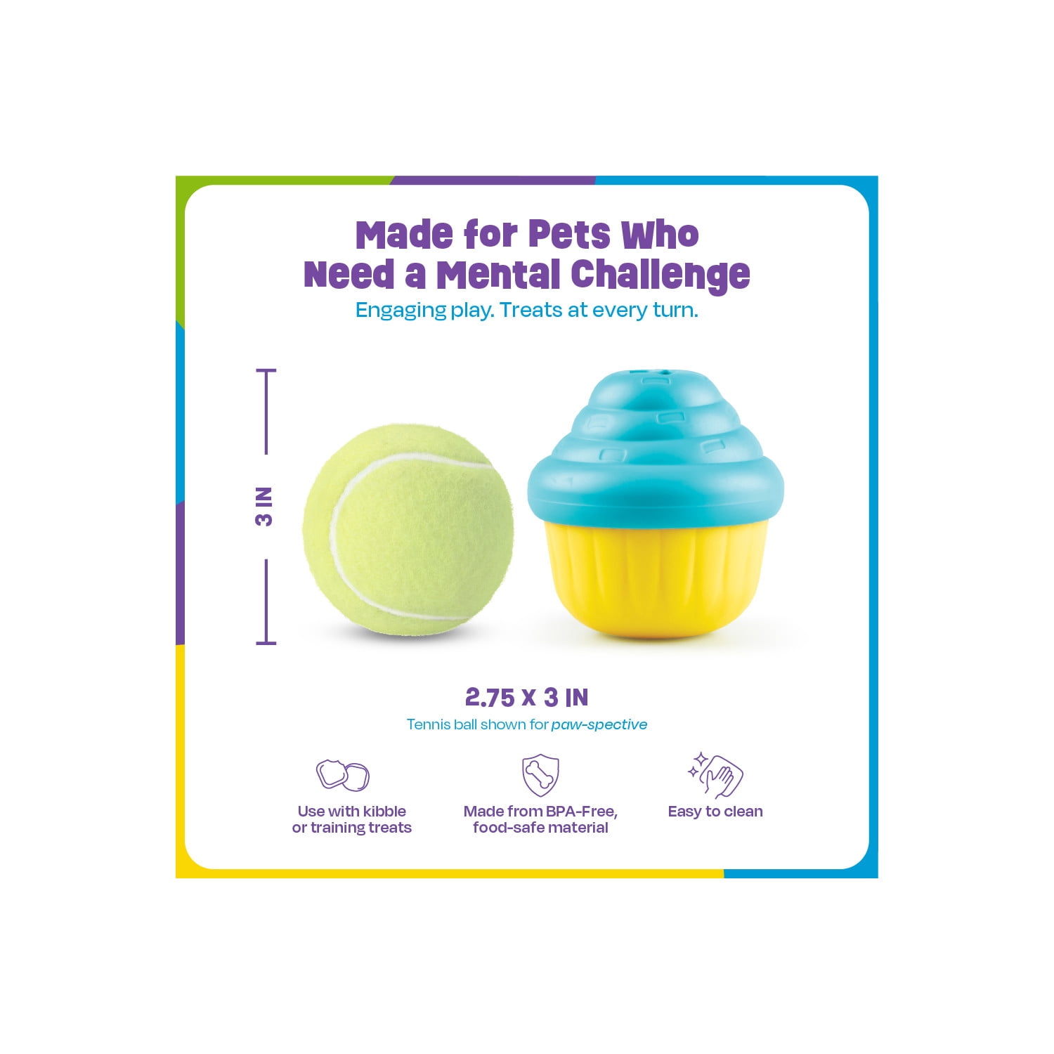 Brightkins Small Cupcake Dog Toy, Durable Treat Dispenser for Playful Dogs and Easy Clean
