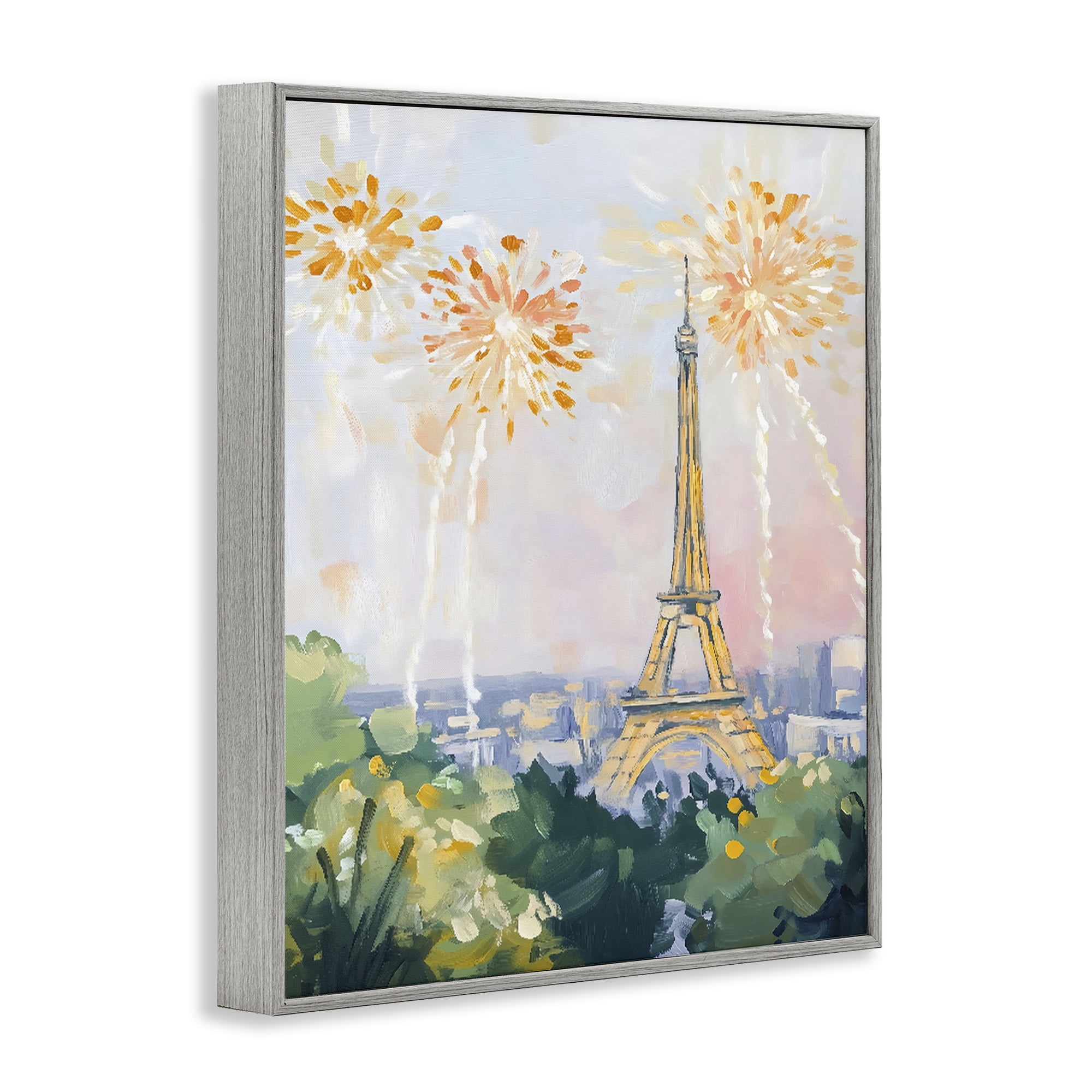 Stupell Industries Fireworks in Paris Gray Framed Giclee Art, design by The Prints Vibe