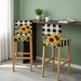 thumbnail image 2 of Sunflower Checkered Bar Stool Cover Set of 6, Black Buffalo Plaid Pastoral Flowers Stretch Bar Chair Cover, Removable Washable Pub Counter Stool Chair Slipcover for Kitchen Dining Room Pub Cafe, 2 of 9