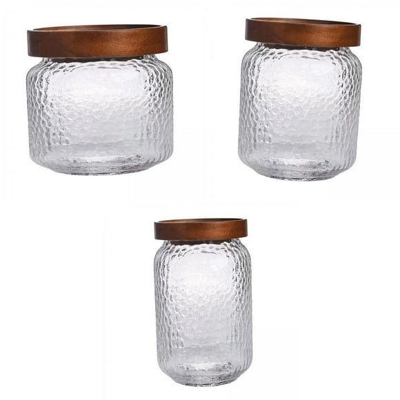 veasfak 3x Airtight Storage Jar Cookie Jar with Lid Container Glass for Home Kitchen