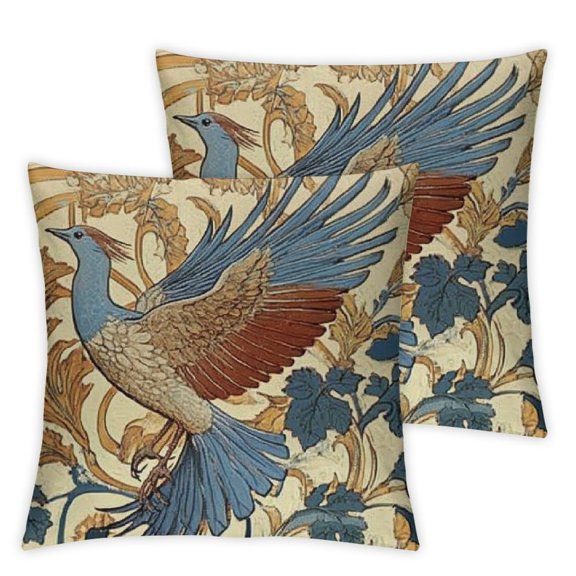 Acheng Boho Peacock Throw Pillow Cover Double Sided with Decorative Pillows for Couch Cushion Sofa Outdoor 12x12in