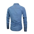 thumbnail image 4 of Men's Denim Jacket Casual Long Sleeve Button Down Coat Polyester Shirt Top Upper Garment Blouse Fashion Streetwear Daily Outfits Gift | JASKFLY,Light Blue XL, 4 of 6