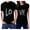 Black, variant on Leesechin Couple Matching Shirts Men Couples Lover Valentine's Day Short Sleeve Letter Print T Shirts Tops