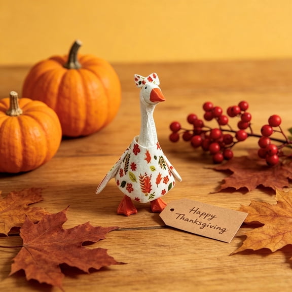 Fall Desk Goose Outfits,7 Inch Fall Desk Goose Clothes With Pumpkin Maple Leaves for Goose Statues Office and Home Thanksgiving Party Decor,No Goose