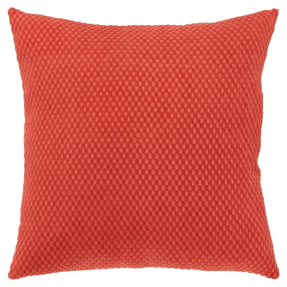 Rizzy Home Red 20"X20" Solid Woven Poly Filled Throw Pillow