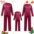 thumbnail image 6 of HNMKIU Satin Silk O-Neck with Button Pajamas Set Two-Piece Christmas Pajamas for Family Long Sleeve Sleepwear Loungewear Nightwear Pants for Kids ,Kids_140, 6 of 8