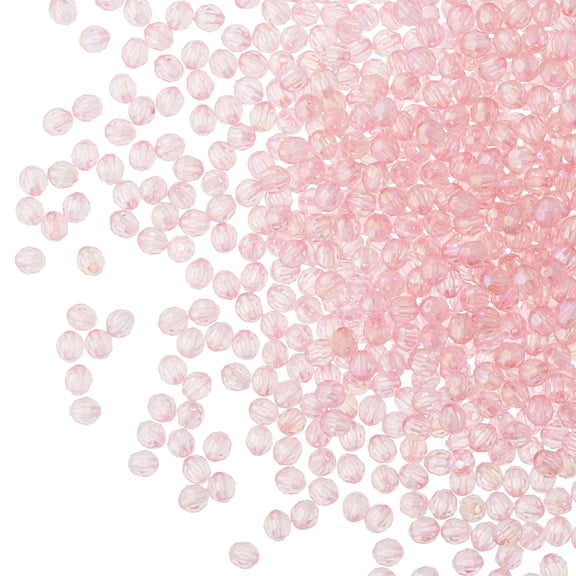 Bead Landing Pink Aurora Borealis Faceted Acrylic Round Craft Beads, 6mm, 12 Pack