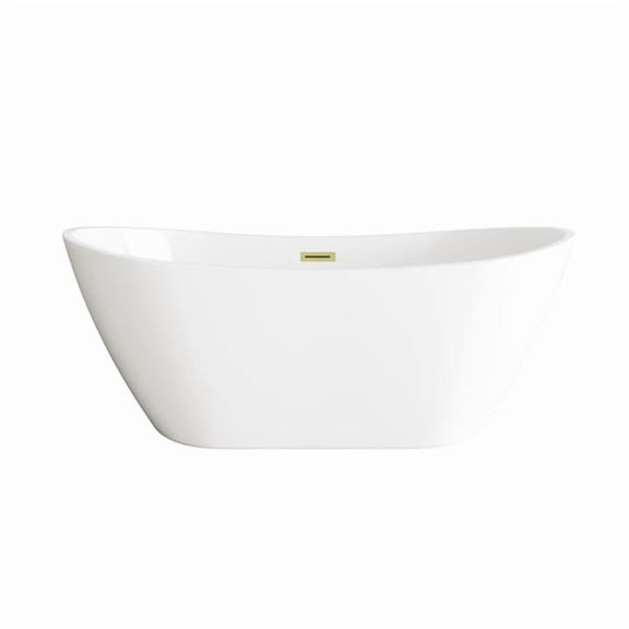 Elegant Kitchen & Bath BT10372GW-BGD 72 in. Soaking Bathtub, Glossy White with Brushed Gold Trim