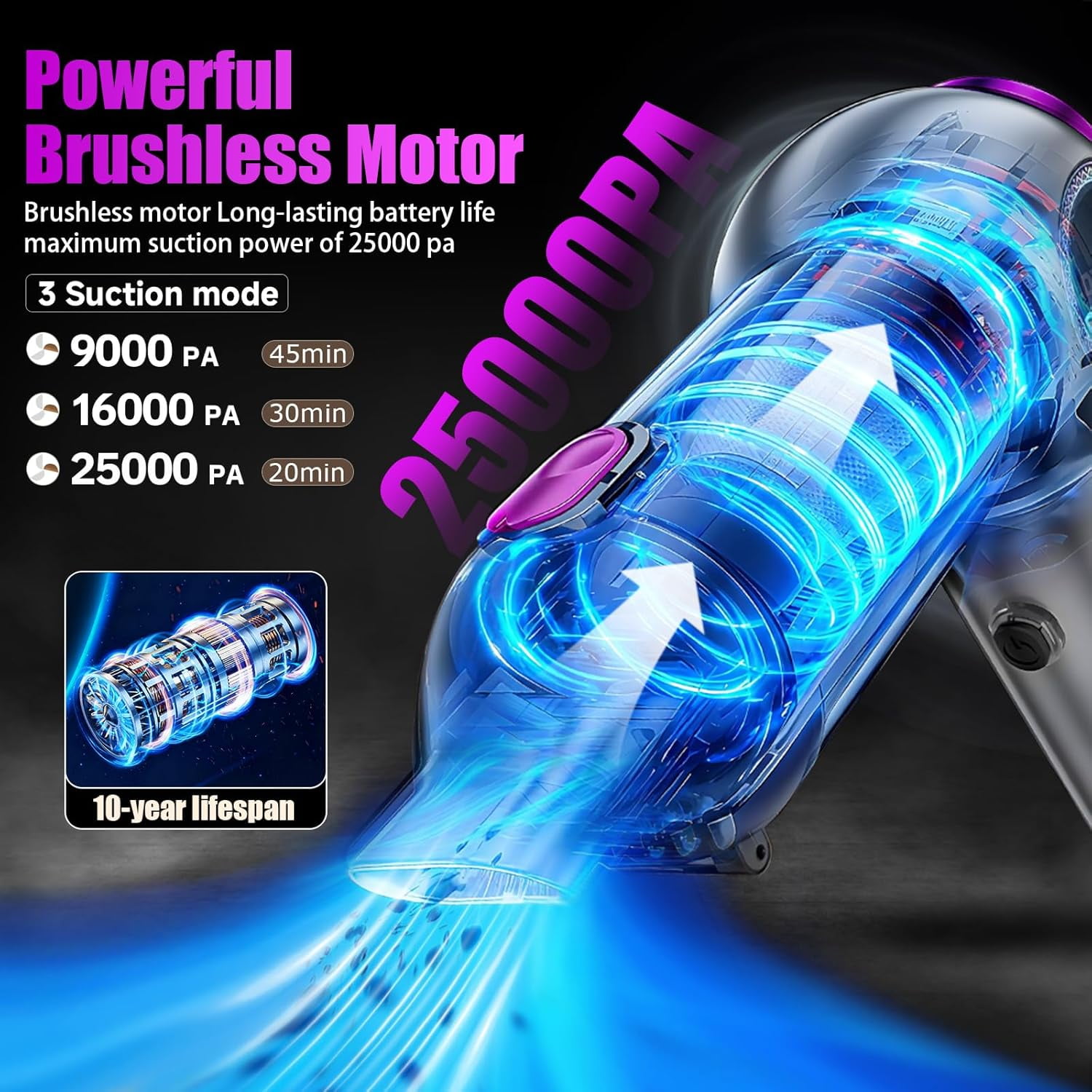 Handheld Car Vacuum Portable Cordless（Equipped with a one-Touch Window Breaker and Seatbelt Cutter ） Car Vacuum Cleaner with 25000Pa Ultra-Strong Suction,Design for Drivers ()