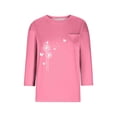 thumbnail image 4 of Jewelreauty Women Tunic Tops Elbow Length Round Neck Floral T-Shirts Summer Casual Basic Tee, 4 of 5