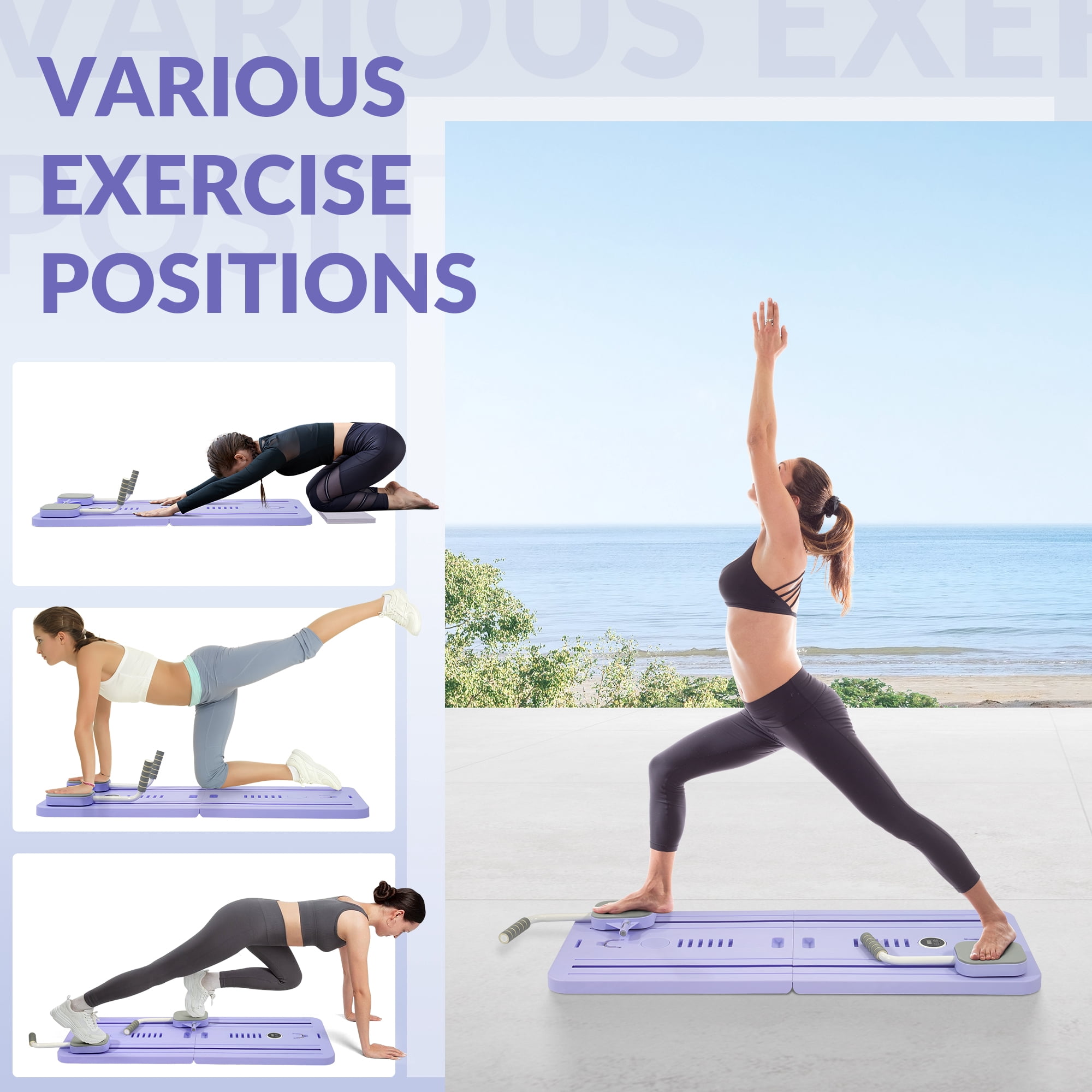 Signature Fitness Ultimate Pilates & Home Fitness Machine，Indoor Core & Full Body Workout, Adjustable Exercise Trainer for Abs & Muscles, Available in Purple or White