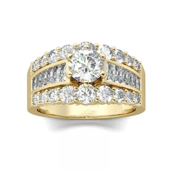 EOEMY Women Gorgeous Round Cubic Zircon Ring Gold Plated Wedding Jewelry Sz 6-10-7