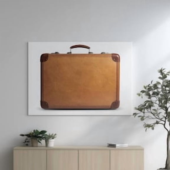 Vintage Brown Suitcase Poster, 8x12 Poster Print