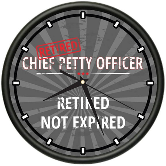 Retired Chief Petty Officer Design Wall Clock | Precision Quartz Movement | Retired Not Expired Funny Home Décor | Home, Office or Bedroom Decoration Retirement Personalized Gift