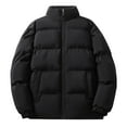 thumbnail image 2 of safuny Winter padded Coats For Men Lightweight Loose Long Sleeve puffer Jackets Zip Up Warm Thermal Fleece Oversized Stylish Parka Hooded Black L, 2 of 9