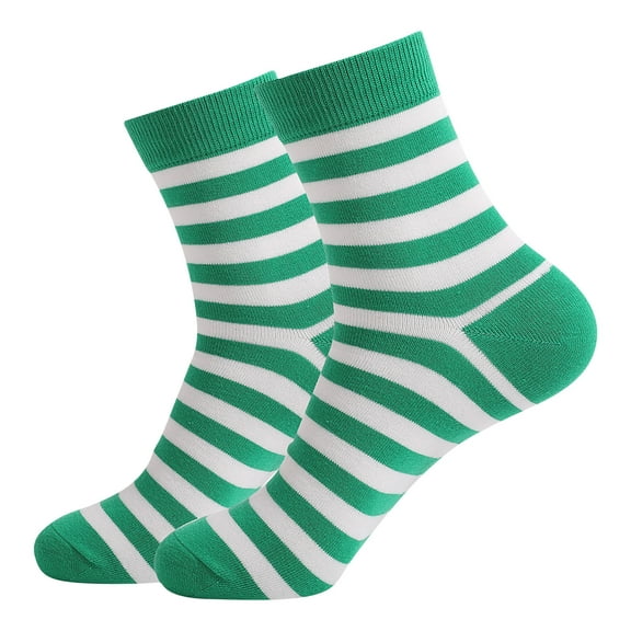 NoxwB Cotton Socks for Women Casual Crew Colorful Thin-Wide Striped Calf Socks White Free Size