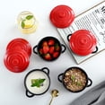 thumbnail image 4 of Bruntmor 8.5oz Oven Safe Mini Cocotte Ceramic Ramekins for Baking, Casserole with Lid (Matte Black w/Red Lid), 4 of 7