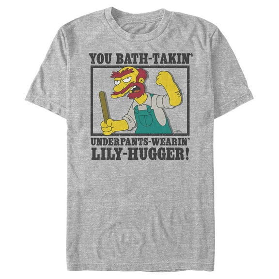 Men's The Simpsons Groundskeeper Willie Funny Quote Graphic Tee Athletic Heather Medium