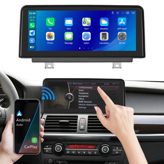 Ninetom 10.25 Inch Car Stereo Carply/Android Auto For BMW X5 E70 X6 E71 2009-2013 CIC System Mirrorlink/Siri/Bluetooth