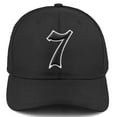 thumbnail image 2 of Daxton Premium Mid Profile Hat Semi Curved Visor Black Cap White Black Gothic Embroidered, 7, 2 of 4