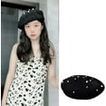 thumbnail image 7 of LinYooLi Women Girls Beaded Pearl Rhinestone Wool French Beret Hat Winter Artist Painter Hats Beanie Cap, 7 of 7