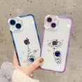 thumbnail image 2 of Cute Cartoon Astronaut Clear Soft Phone Case Compatible with iPhone Case (Purple,iPhone 14), 2 of 6
