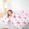 thumbnail image 3 of Manfei Pink Bow Quatrefoil Full Size Comforter Sets, Cute Romantic Bedding Sets for Girls Women, Pink Reversible, 3pcs, 3 of 6