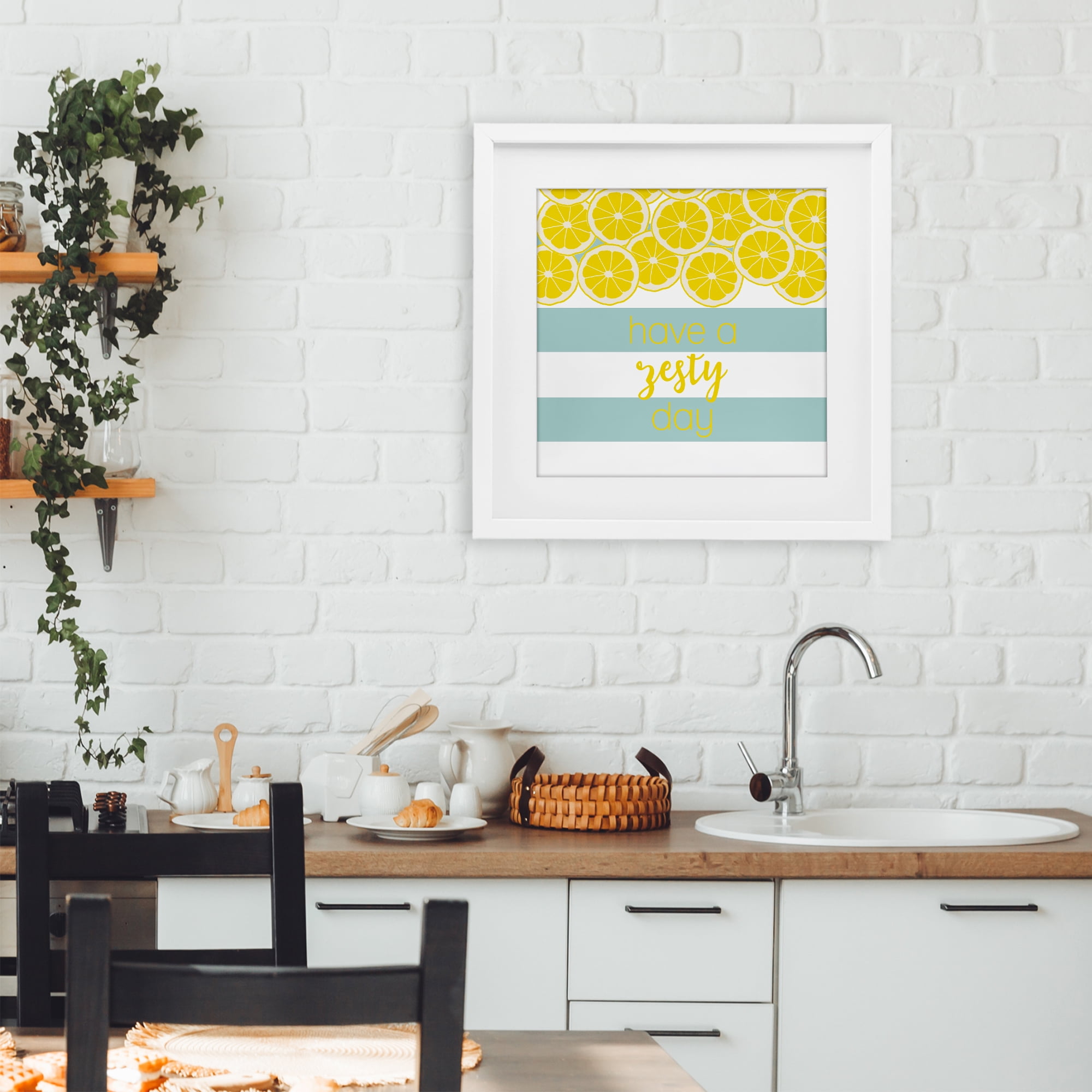 Stupell Industries Zesty Citrus with Stripes White Framed Print Under Glass, design by Anna Quach