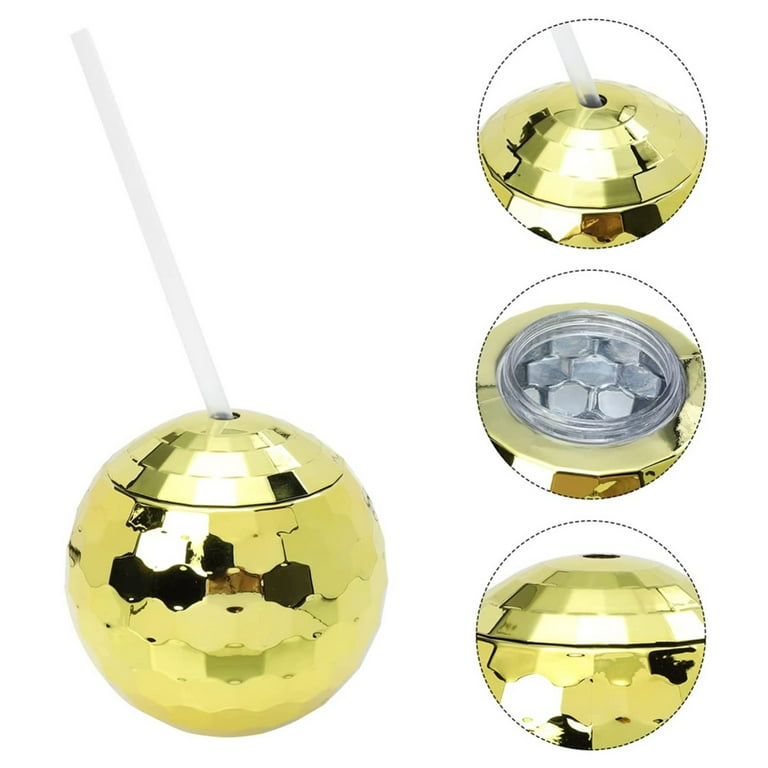 18 PC Bulk Disco Ball-shaped Cups with Straws