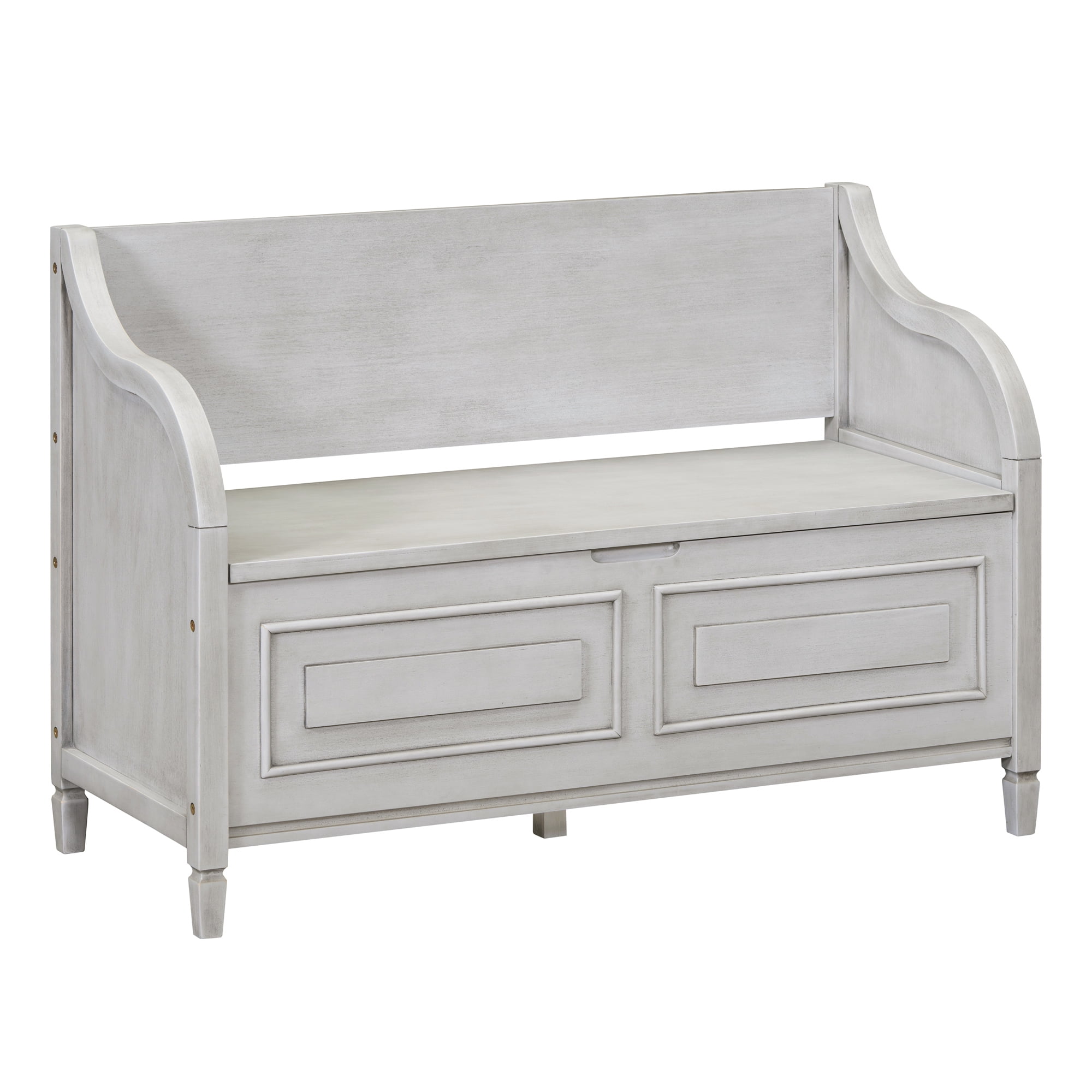 Ottoman Bench with Storage Solid Wood Entryway Multifunctional Removable Cushion Storage Bench with Safety Hinge