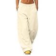 thumbnail image 2 of Sweatpants Women Zaewscy Women's Solid Color Loose-fitting Sweatpants High-waisted Wide-leg Casual Sweatpants Drawstring Elastic Waistband With Pockets., 2 of 7