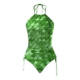 thumbnail image 5 of Women Swimsuits Fish Scale Printed Lace Up Removable Bra Padded Separate Green Women Bathing Suits M, 5 of 5