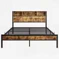 thumbnail image 3 of Queen Size Metal Platform Bed Frame with Storage Headboard,No Box Spring Needed,Black,For Bedroom, 3 of 7