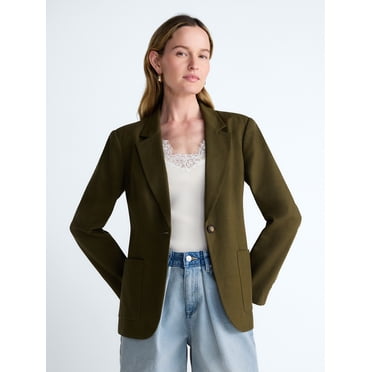 Scoop Women’s and Women's Plus Linen Blend Blazer, Sizes XS-4X