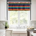 thumbnail image 3 of Colorful Mexican Kitchen Curtains and Valances Set, Striped Modern Horizontal Stripes Rod Pocket Window Valance 18 Inch Window Curtain Panels for Living Room Bedroom Laundry, 27.5x36in, 3 Pieces, 3 of 7