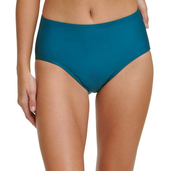 Dkny Classic High Waist Women’s Bikini Bottom,Teal, Large