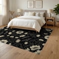 thumbnail image 3 of ODIKA 6'x9' Washable Area Rug Bat Toss Boho Wildflower Vines Moths Flowers Gothic Halloween Structured for Family Room, Living Room, Master Bedroom, Non-Slip, Easy Care, 3 of 7