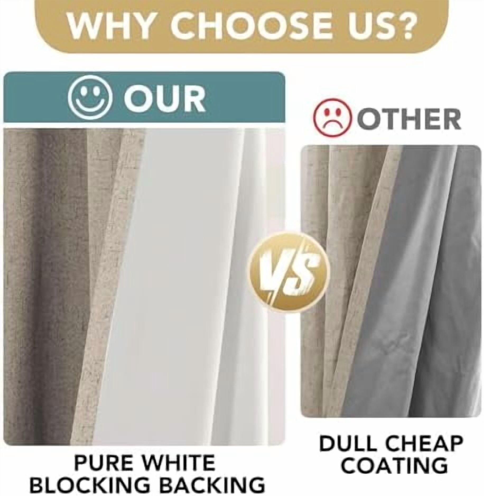 Linen Curtains 100% Blackout Curtains for Bedroom 90 inch Long Full Light Blocking Nature Linen Blended Window Curtains for Living Room Nickel Grommet (2 Panels, Cobblestone)