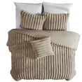 thumbnail image 2 of Sieno 4pc Queen Comforter Set, Taupe Brown Faux Fur Micro Mink Backing, 2 of 6
