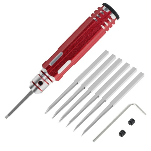 Prime Model Scriber with 7 Blade Tungsten Steel Scribe Line Cutting Tool Chisel Portable Resin Carved Scribe Line Chisel with Anti Slip Handle 0.1/0.2/0.4/0.6/0.8/1.0/2.0 mm for Cutting Line