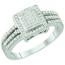Dazzlingrock Collection 0.35 Carat (ctw) 10K Round Cut Diamond Ladies Bridal Micro Pave Engagement Ring 1/3 CT, White Gold