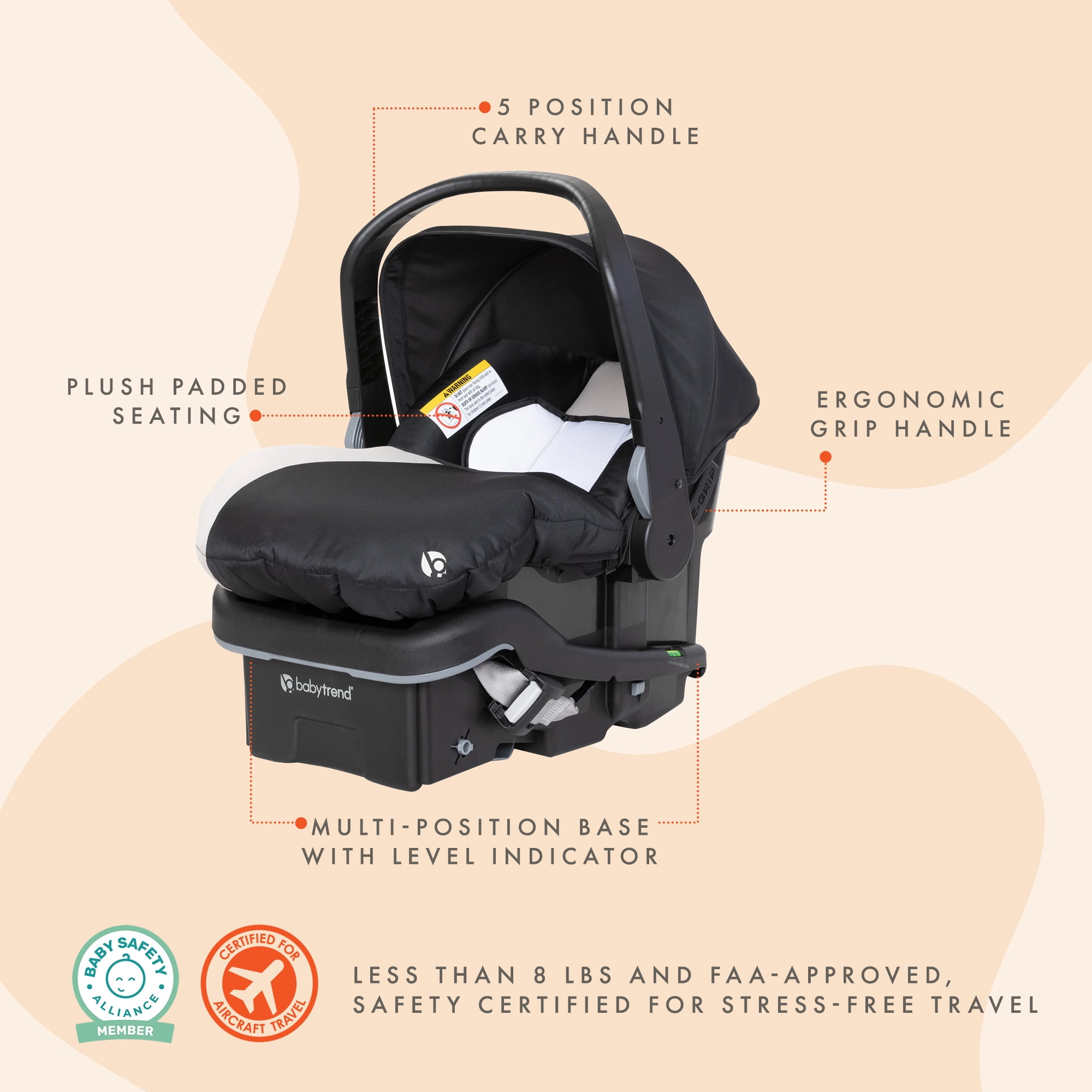Baby Trend EZ-Lift Plus Lightweight Infant Car Seat w/ Cozy Cover, Modern Khaki