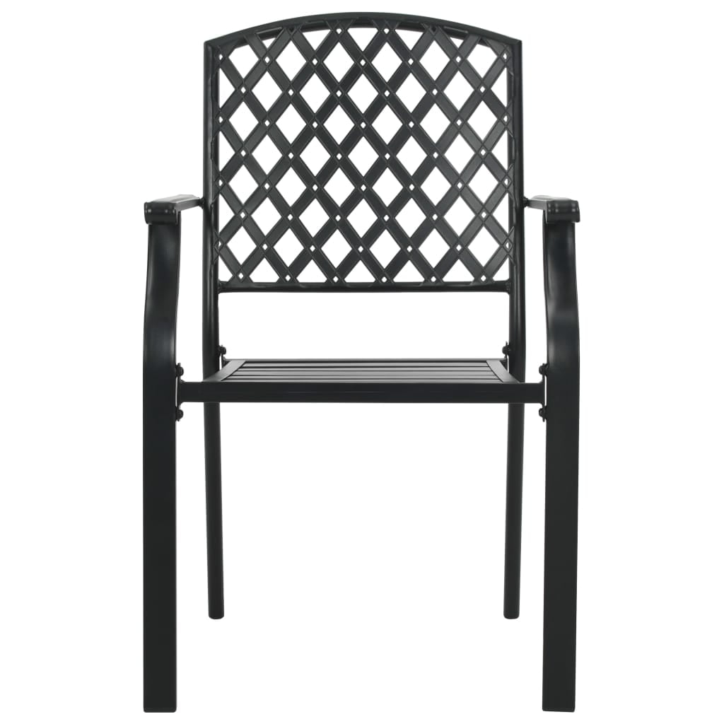 Kepooman Outdoor Patio Stackable Metal Chairs Set with Backrest, Set of 2, Black Kepooman Outdoor Patio Stackable Metal Chairs Set with Backrest, Set of 2, Black