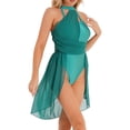 thumbnail image 4 of CHICTRY Costume de Danse Lyrique pour Femmes Robe Sans Manches Asymétrique Contemporain Ballet Danse Moderne Vert A TG, 4 of 6