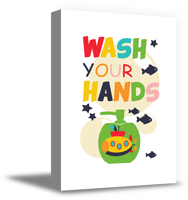 Awkward Styles Wash Your Hands Printed Quotes for Children Wash Your Hands Canvas Wall Decor Colorful Art Decals Wall Art for Home Gifts Kids Bathroom Decor Bathroom Framed Wall Art for Children - image 1 of 7